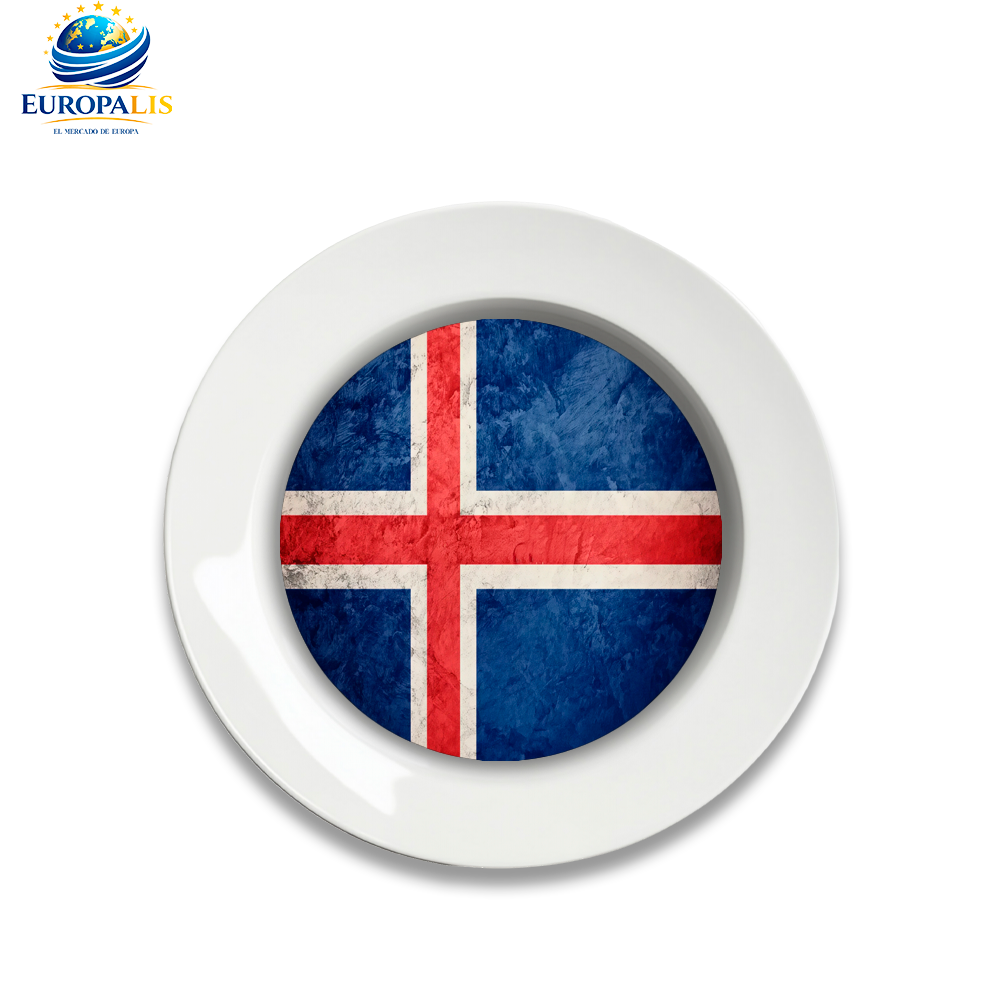 Plato Bandera Islandia