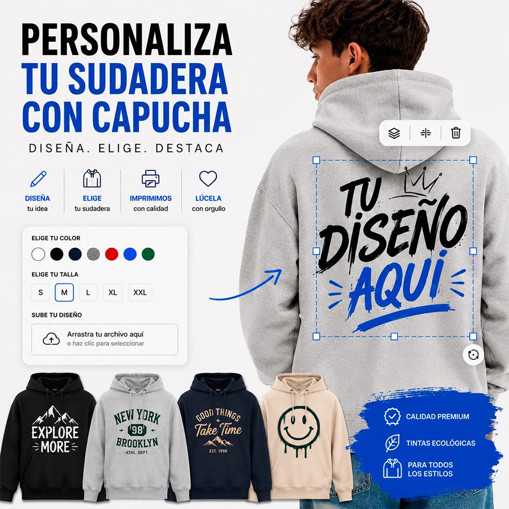 Sudadera con Capucha Personalizada | Sube tu Diseño | Europalis