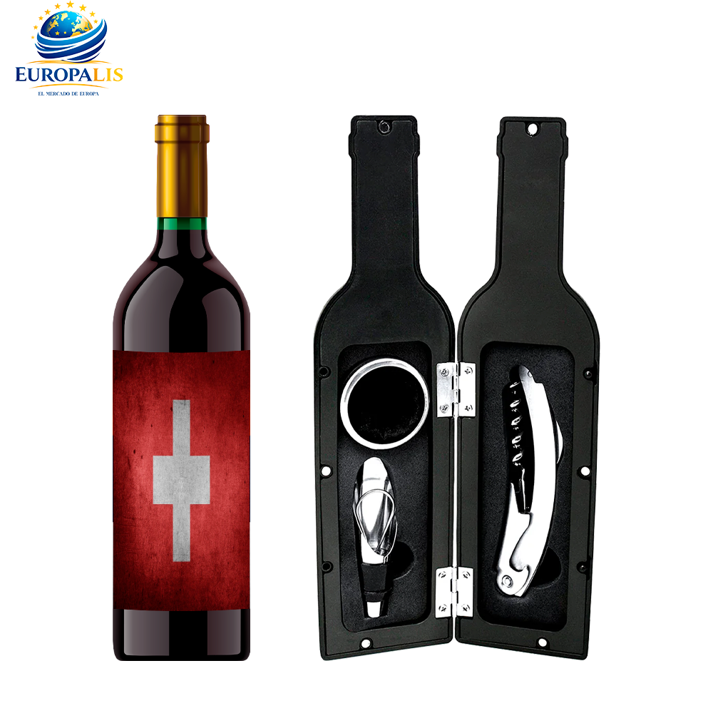 Kit Sacacorchos Bandera Suiza
